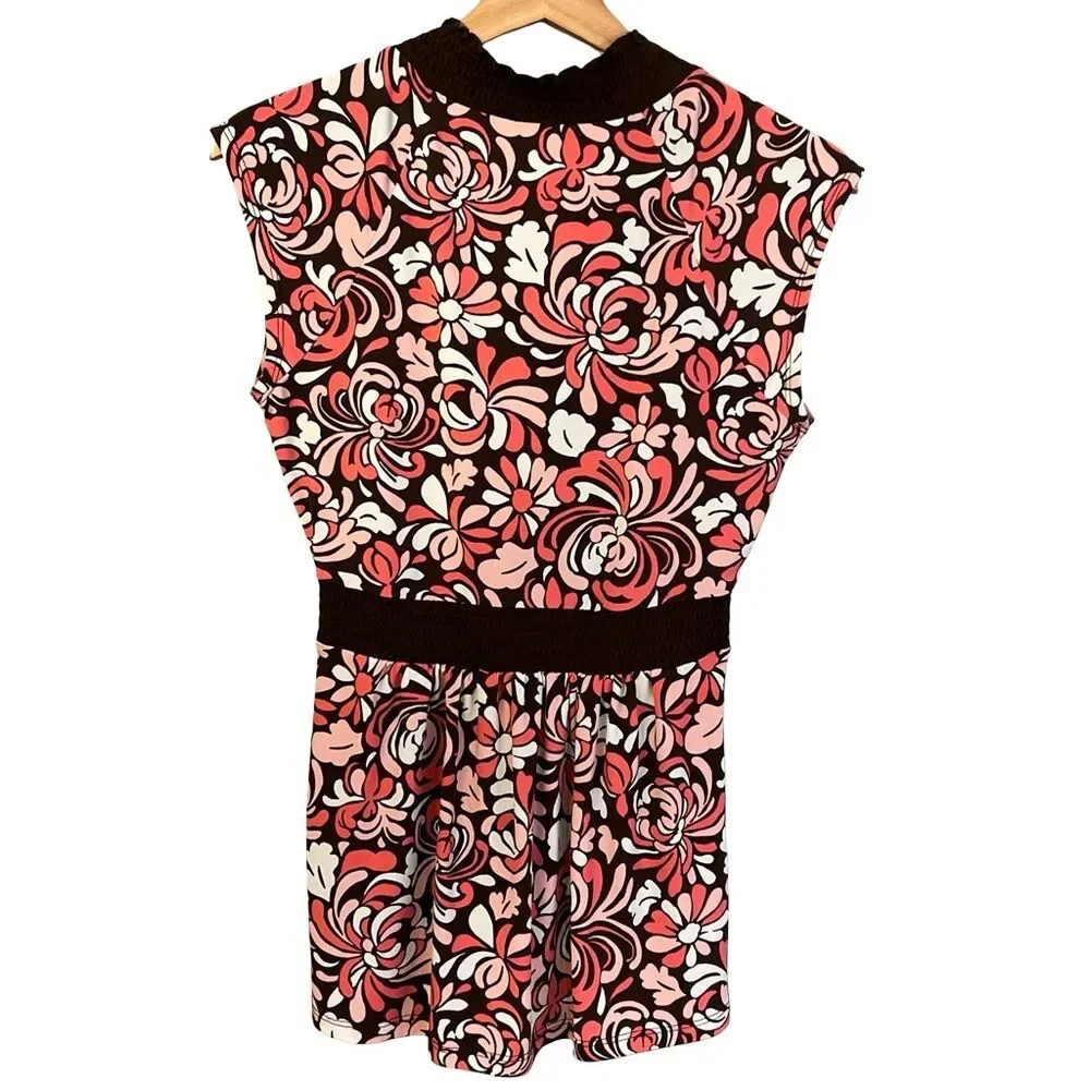 Merona Womens Y2K Babydoll Floral Top Size M Empire Waist Boho Festival Retro